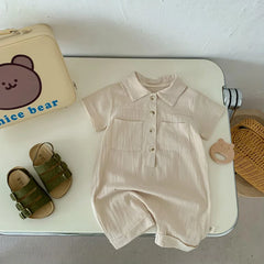 Lapel Button Up Romper