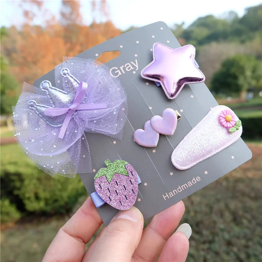 Baby Girls' Bowknot Hair Clips, 5-Piece Set