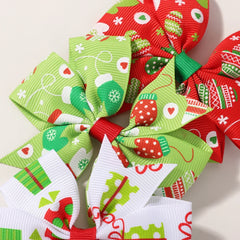 Girls' Christmas Bow Hair Clips, Pinwheel Barrette Set