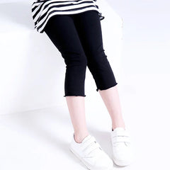Girls' Ruffle Cropped Leggings, Soft Cotton Ages 2-12