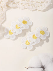 Girls' Embroidered Flower Hair Clips, 2-Piece Set