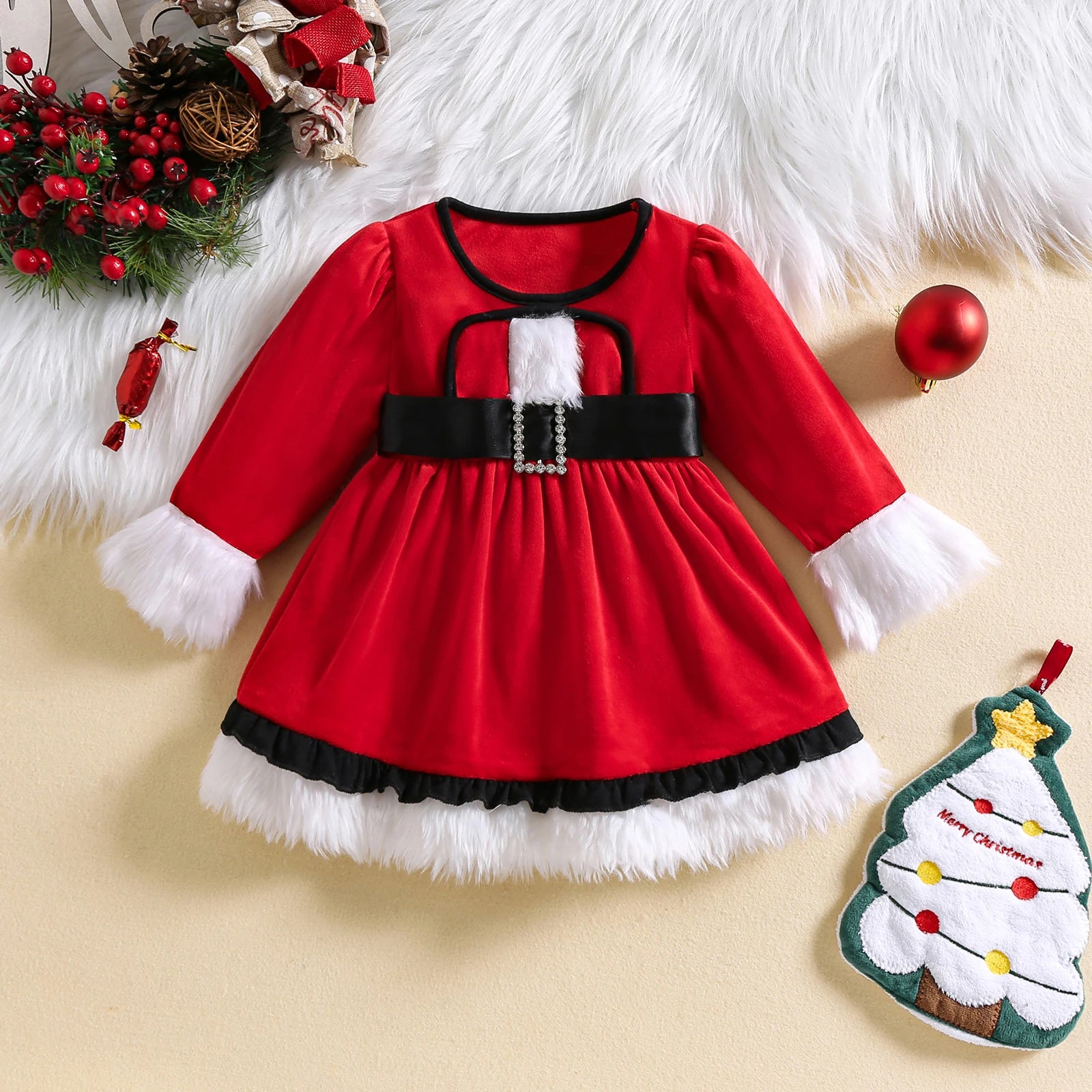 Velvet Christmas Girl Dress