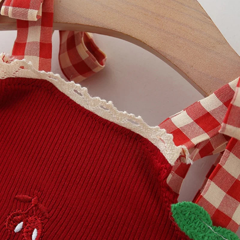 Cherry Plaid Baby Girl Suit