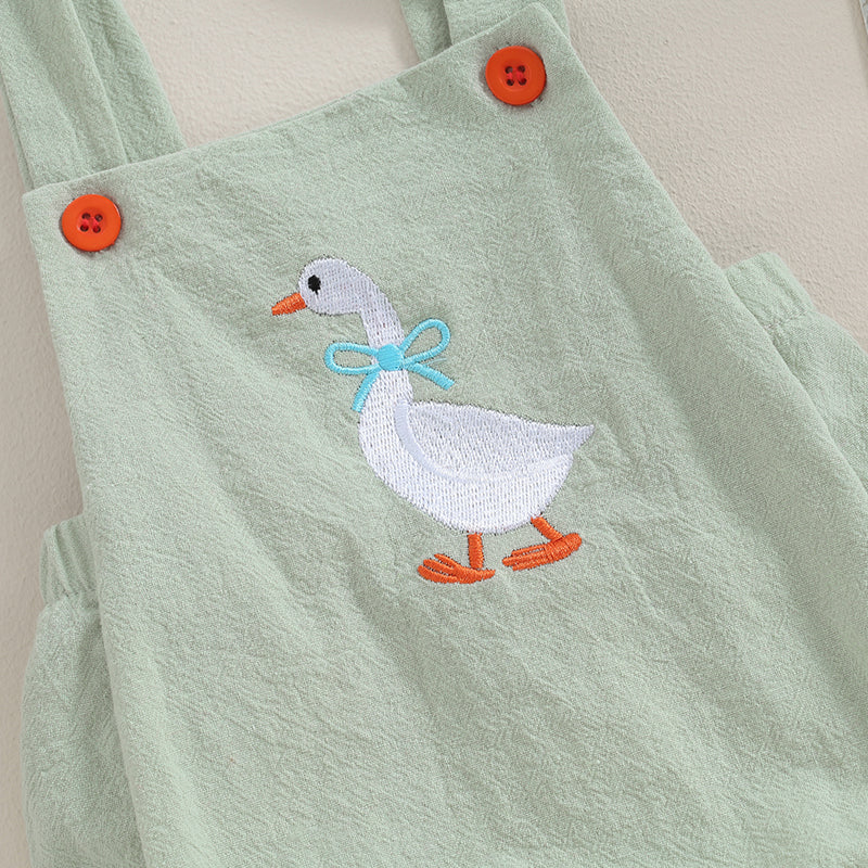 Baby Girl Duck-Print Sleeveless Romper Jumpsuit