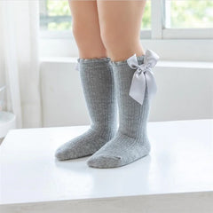 Baby Girls' Non-Slip Knee Socks, 3 Pairs with Bows