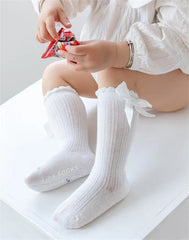 Baby Girls' Non-Slip Knee Socks, 3 Pairs with Bows