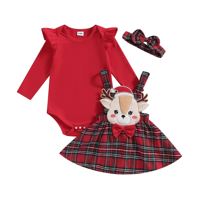 Ruffle Long Sleeve Christmas Romper