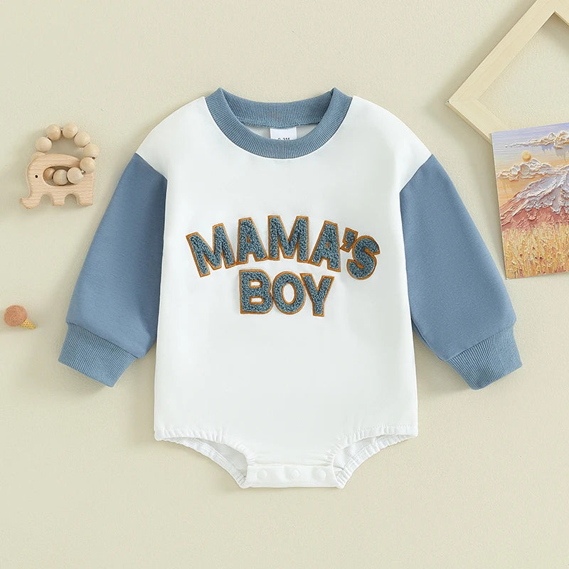 Baby Boys' Letter Sweatshirt Romper, Long-Sleeve Fall