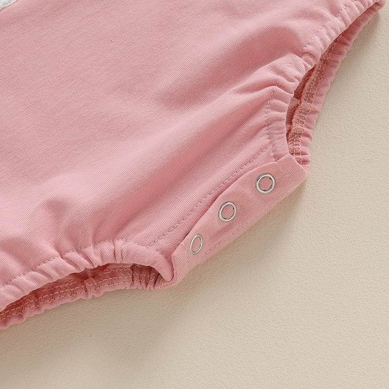 Baby Girls' Fuzzy Letter Romper, Embroidered Jumpsuit