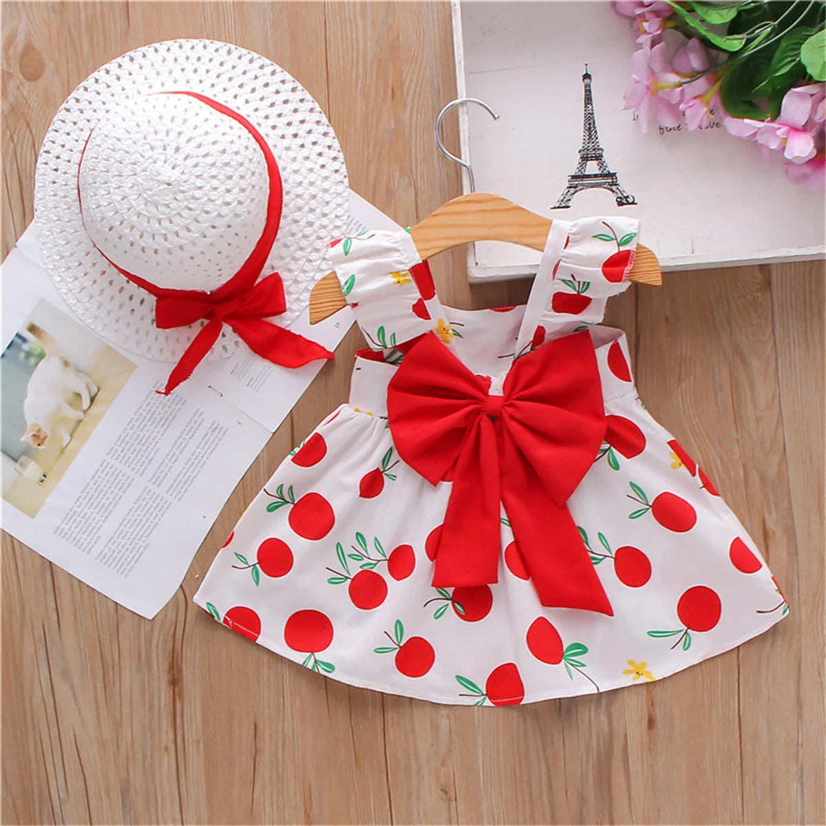 Orange Bow Suspender Dress Set