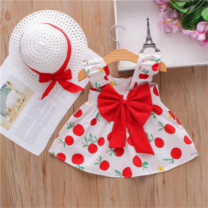 Orange Bow Suspender Dress Set