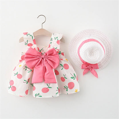 Orange Bow Suspender Dress Set
