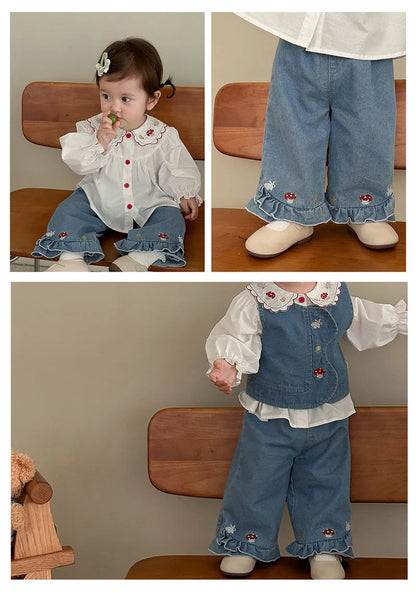 Girls Embroidered Rabbit Blouse
