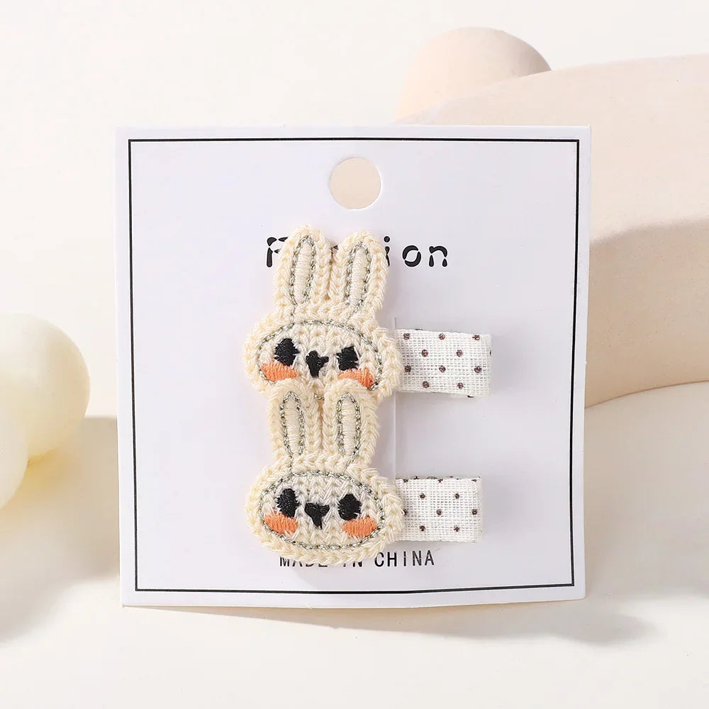 Baby Girls' Knitted Rabbit Hair Clips, 2-Piece Set
