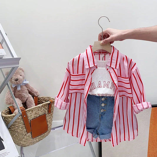 Kids Stripe Shirt Shorts Set