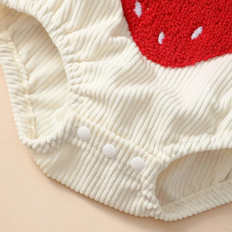 Rainbow Strawberry Embroidery Romper