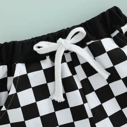 Checkerboard Print  Short Pants