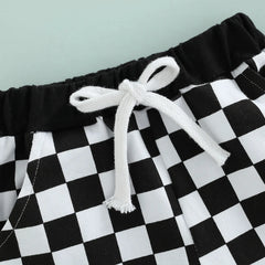 Kids Checkerboard Print Shorts