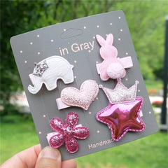 Kids' Cartoon Hair Clips, 5-Piece Princess Hairpin Set