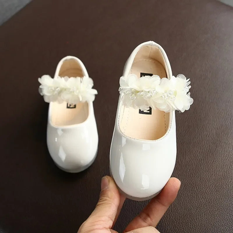 Girls' Flower Party Sandals, Leather Dress Shoes