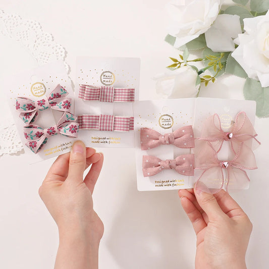 Sakura pink bow hair clip for girls