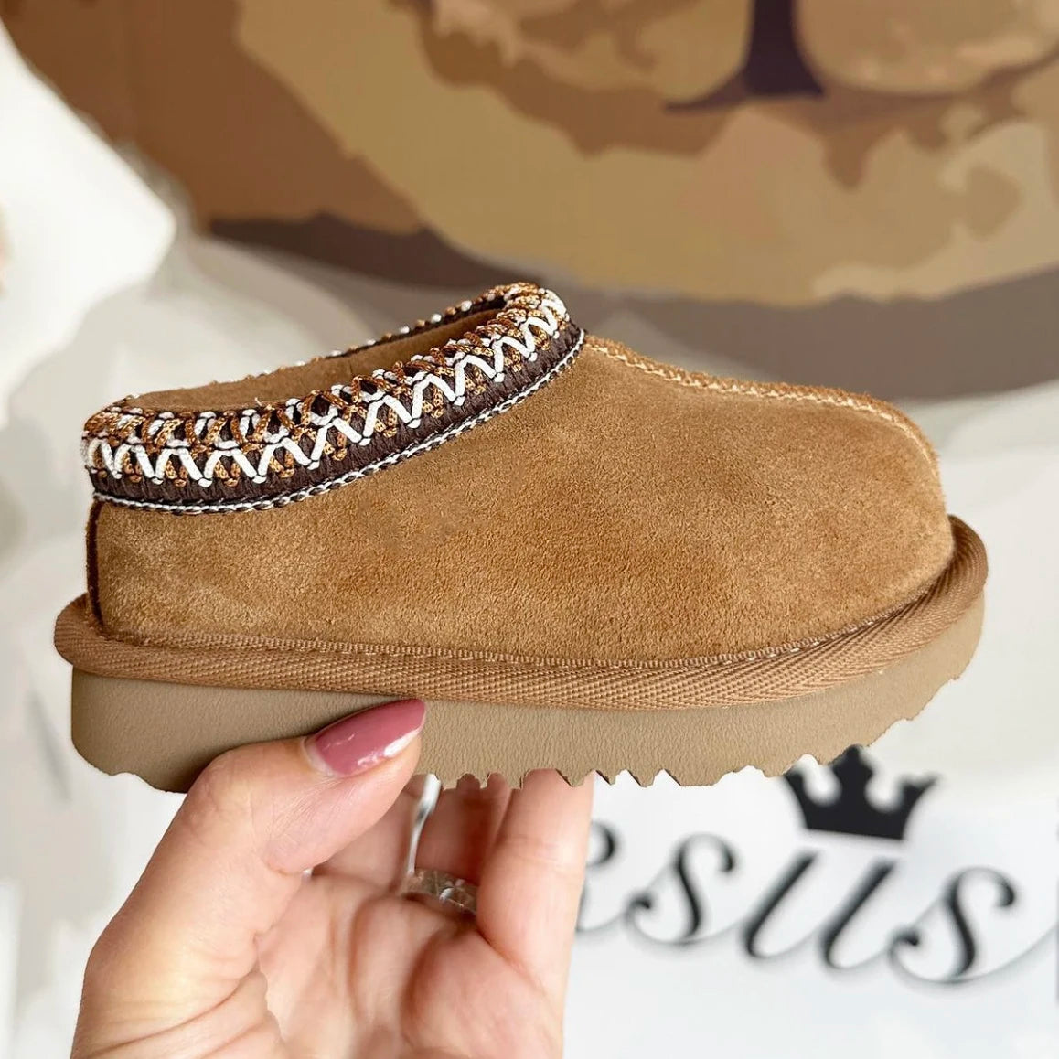 Kids' Suede Snow Boots, Fur-Lined Winter Shoes