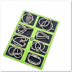 Metal Montessori Puzzle Set, 8 Brain Teaser Toys