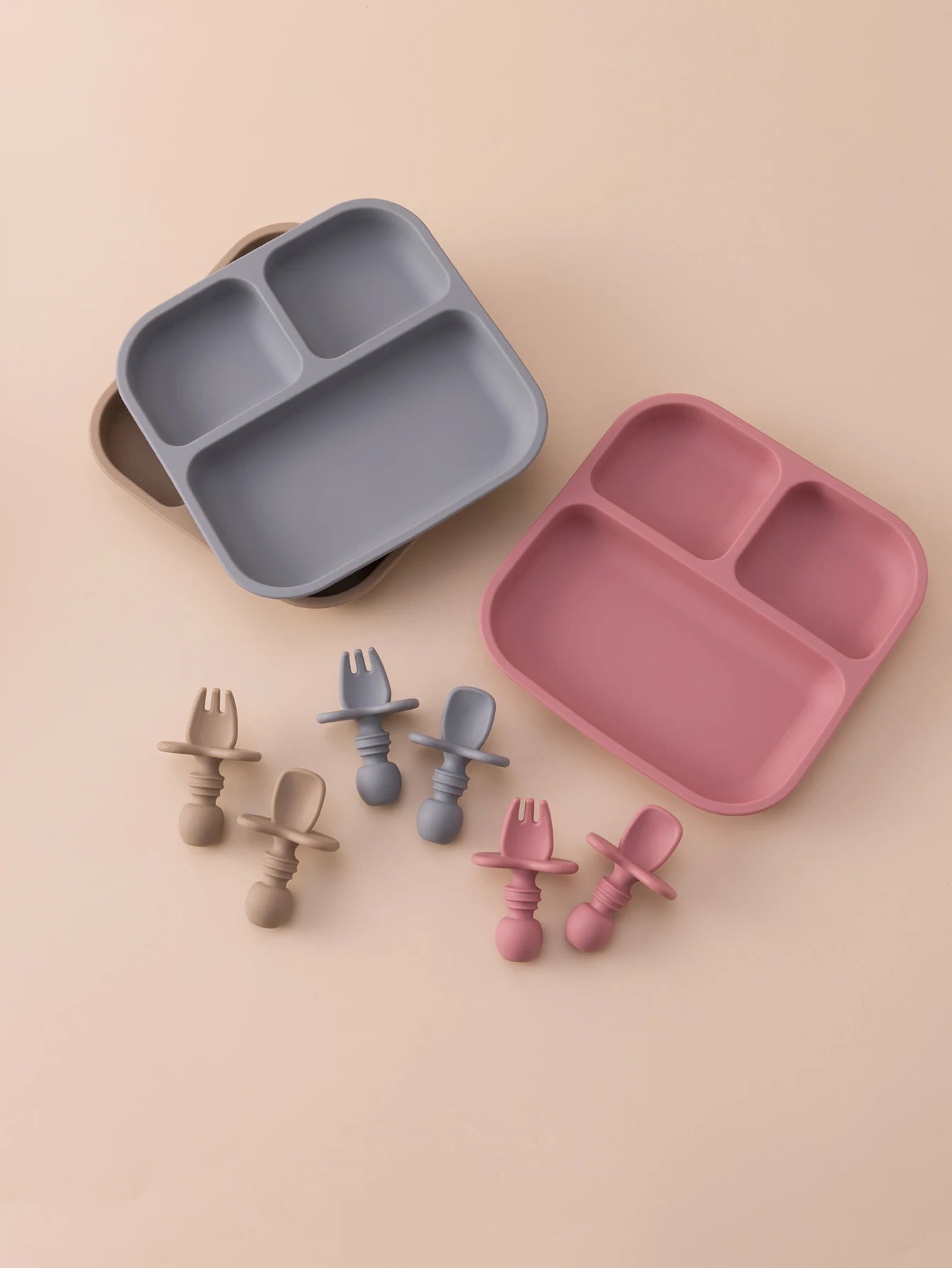 Colorful Silicone Baby Feeding Set, 2 Pieces