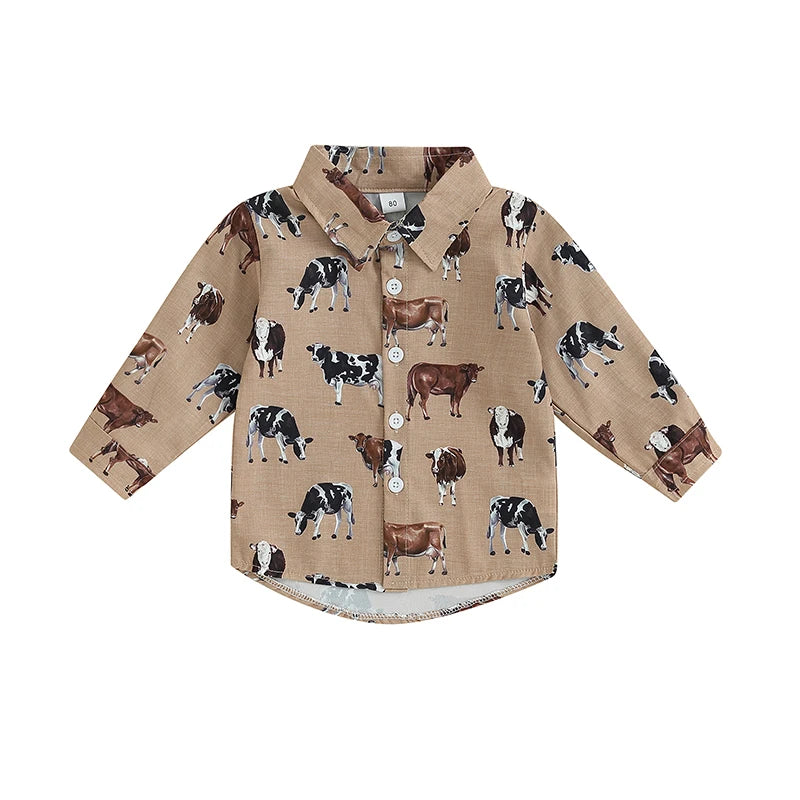 Cow Print Long Sleeve Tops