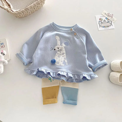 Children Girls Thin Style Denim Blue Pants - PAMU8