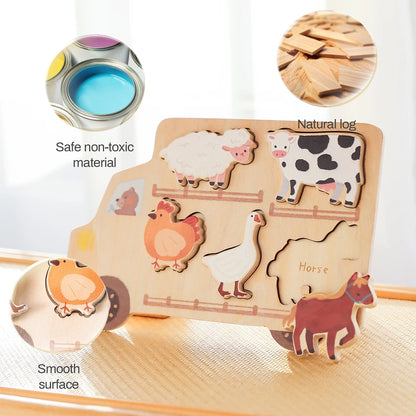 Wooden Animal Puzzles Baby Toys