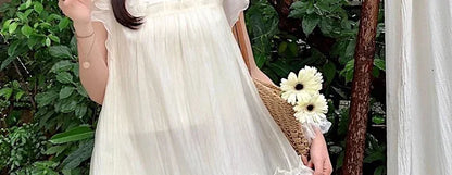 Necklace Petal Sleeve Maternity Dress
