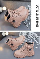 Leather Girls Warm Boots