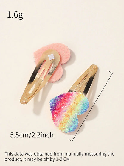 Glitter Rainbow Flower Hairpins
