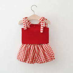 Cherry Plaid Baby Girl Suit