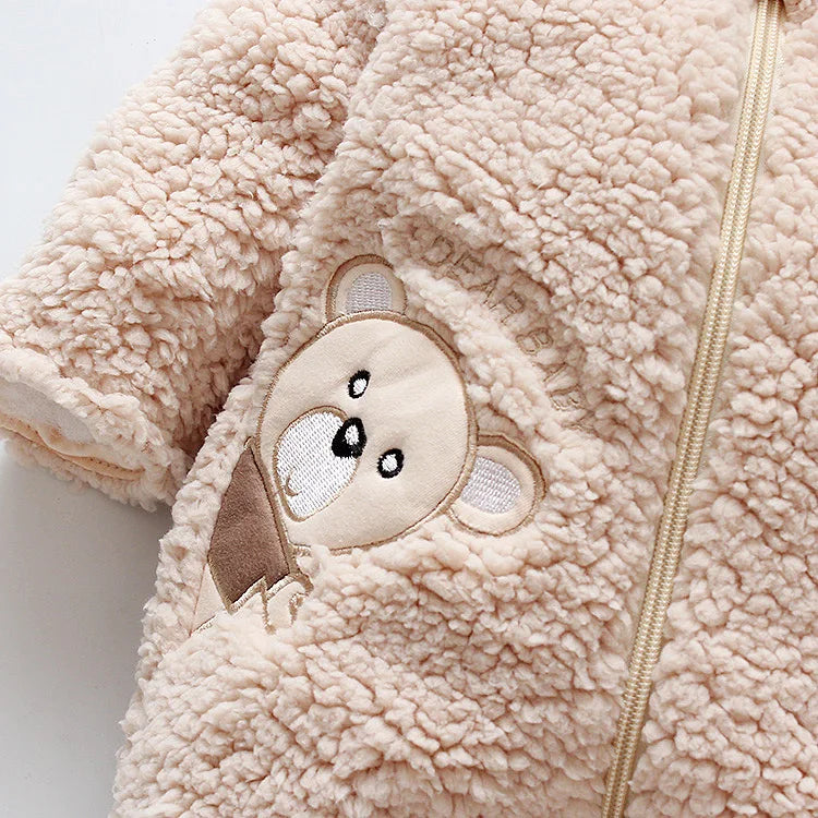 Thick Fleece Hooded Baby Romper