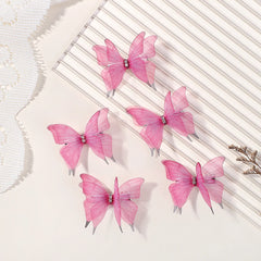 Girls' Butterfly Hair Clips, 5-Piece Mesh Barrette Set