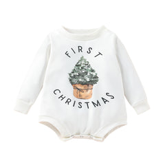 Baby Christmas Tree Romper | Long Sleeve Autumn Playsuit