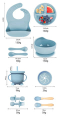 Baby Silicone Tableware Set, Suction Bowls and Utensils