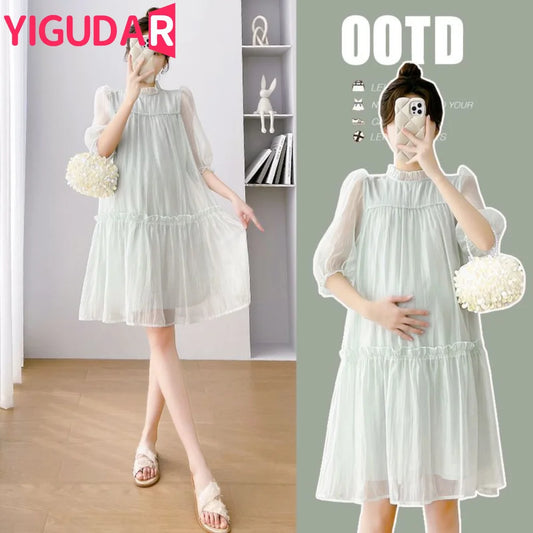 Doll Collar Chiffon  Maternity Dresses