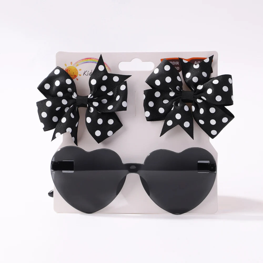 3Pcs/set Kids Hairpin Sun Glasses Set