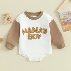 Baby Boys' Letter Sweatshirt Romper, Long-Sleeve Fall