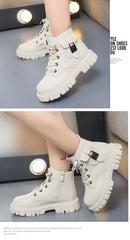 Leather Girls Warm Boots