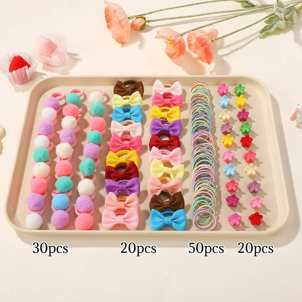 Kids' Bow Hair Ties, 100-Pack Colorful Elastics