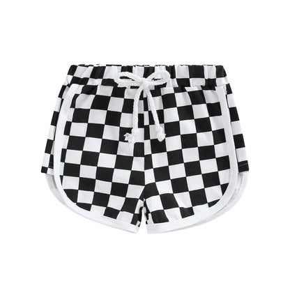 Checkerboard Print  Short Pants