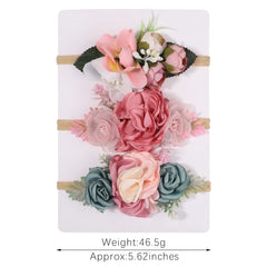 Baby Girls' Artificial Flower Headband, 3-Piece Set