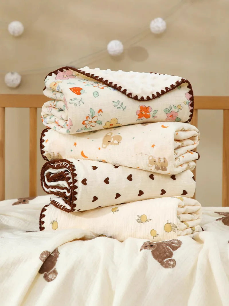 Newborn Bear Print Blanket for Crib, Stroller and Car Seat