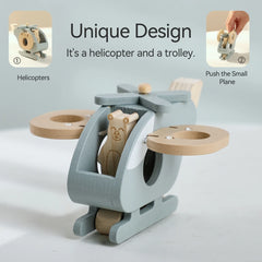 Wooden Plane and Helicopter Toy Set