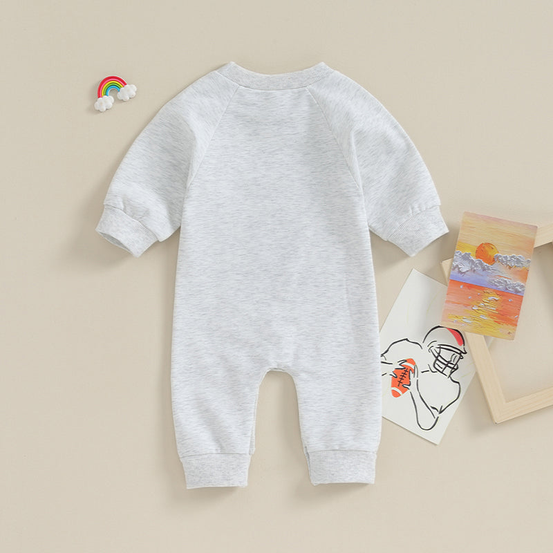 Baby Soccer Print Romper, Long-Sleeve Fall Jumpsuit