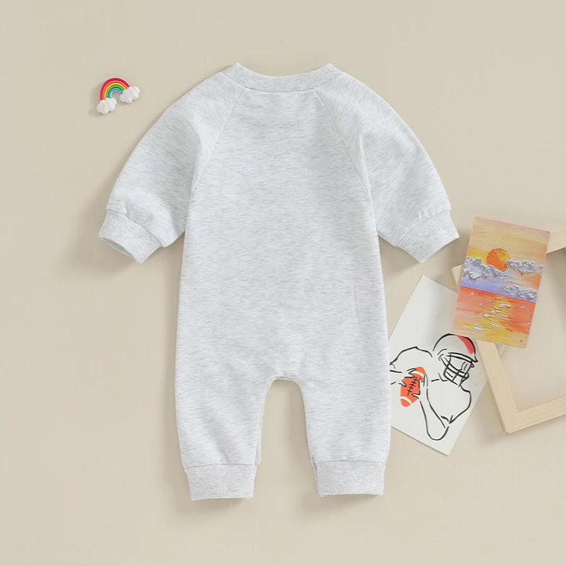 Baby Soccer Print Romper, Long-Sleeve Fall Jumpsuit